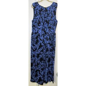 Sabrina Collective Blue Floral‎ Patterned Wide Leg Capri Jumpsuit Womens 20W